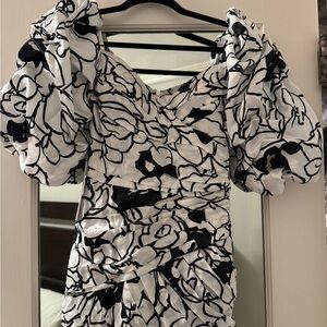 Ronny Kobo Dawson Dress - Black and White Floral